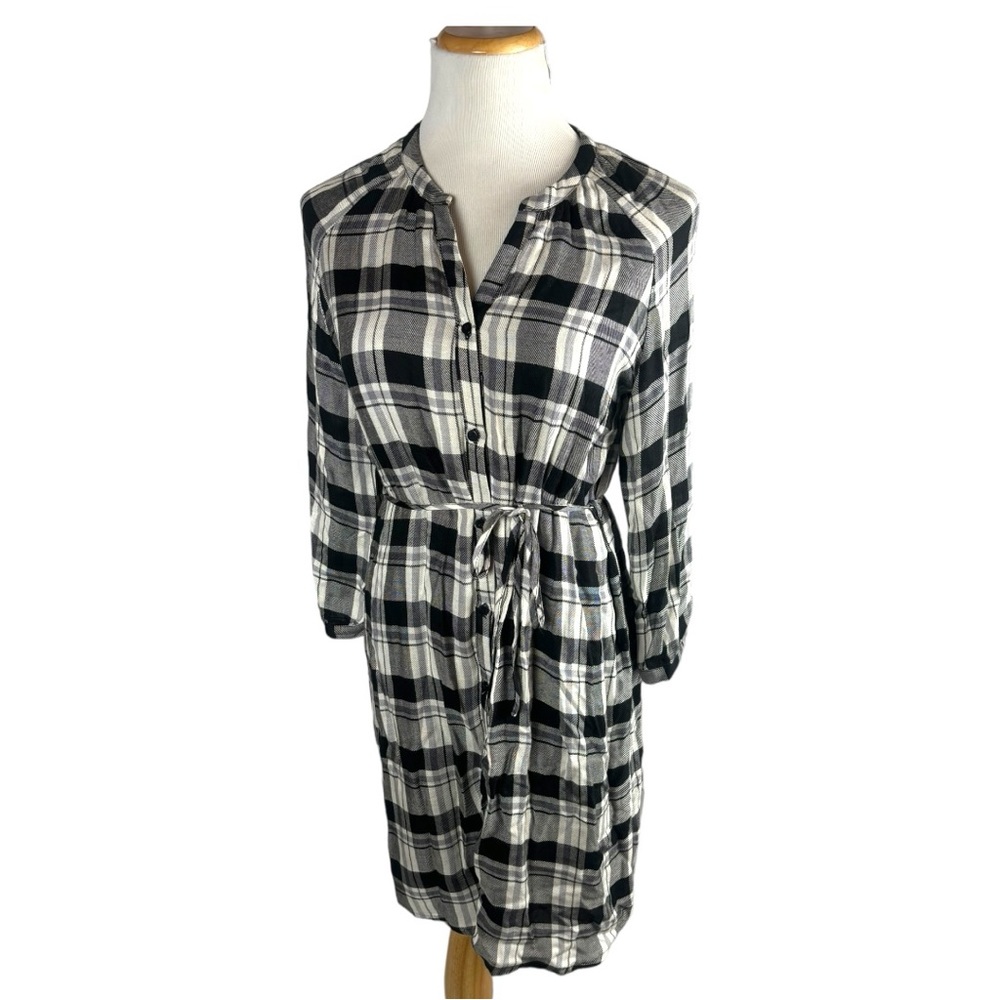 Collective Concept Plaid Button Down Dress Medium Duster